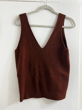 Rails Deep V Knit Tank - Rust Brown